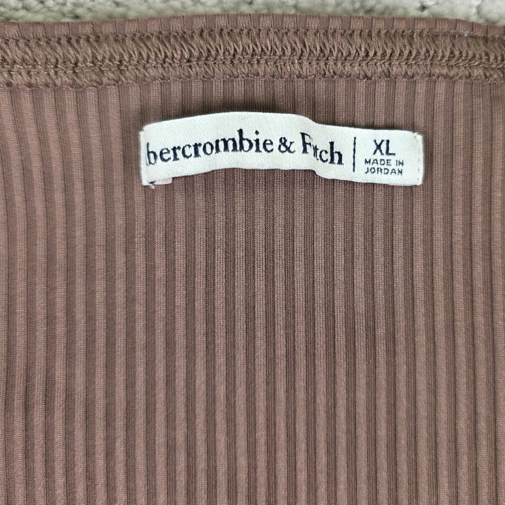 Abercrombie & Fitch Brown Ribbed Long Sleeve Scoop Neck Body Suit Womens Size XL - Picture 2 of 8